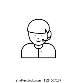 call center, avatar line icon on white background