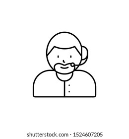 call center, avatar line icon on white background