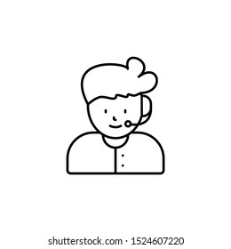call center, avatar line icon on white background