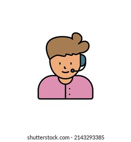 centro de llamadas, icono de línea de avatar. Elementos del icono de ilustración del centro de llamadas. Icono de diseño gráfico de calidad superior. Se puede usar para web, logotipo, aplicación móvil, UI, UX