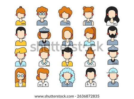 Call Center Avatars Icon Element