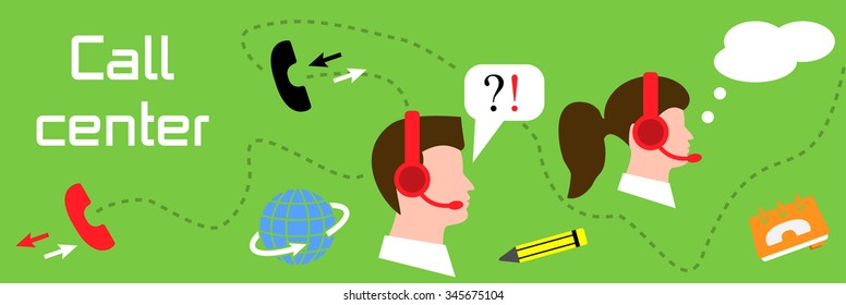 Call center banner. Vector illustration