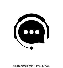 Call center black icon in flat design. Support and consulting concept. Online support, call operator sign. Headphone. Vector EPS 10