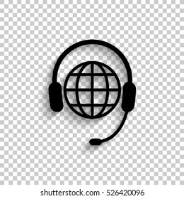 Call Center - black vector icon with shadow