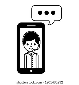 call center boy in smartphone support