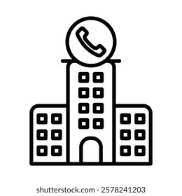Call Center Building Vector Line Icon Design