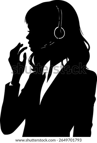 Call Center Businesswoman Silhouette Headset Operator Vector