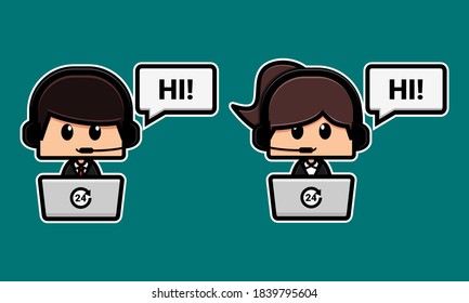 Call center cartoon. Customer service. Illustration vector