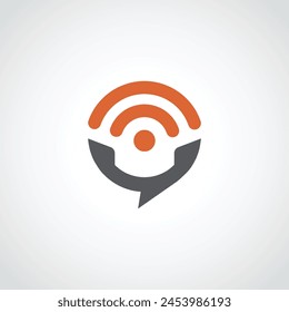 Call center chat logo design on white background.