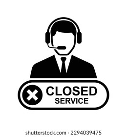 Call center closed service icon. Support service close concept isolated on background vector illustration.