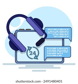concepto de centro de llamadas, Asistencia de Servicio al cliente, burbuja de voz. contacto central de Servicio al cliente. contacto para transmitir quejas de Clientes. Elementos gráficos modernos simples para iu, infografías, íconos.