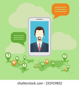 call center concept with man in headset.