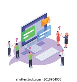 Call Center Concept With Technical Support Symbols Isometric Vector Illustration