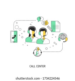 Call center concept. Vector illustration for website, app, banner, etc.
