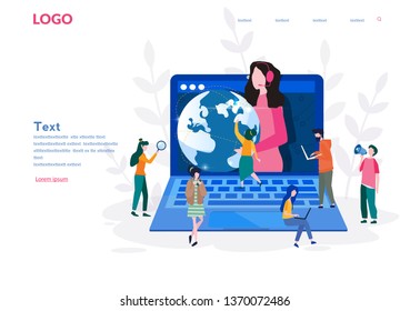Call center, Customer online support, support service help assistance, vector for web banner, infographics, global tech support 24/7. Illustration on white background. 
