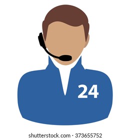 Call center customer operator support available around the clock or 24 hours a day icon isolated on white background. Vector illustration