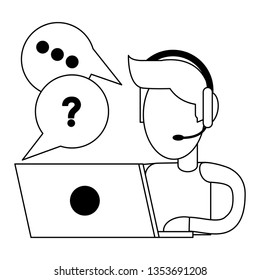 Call center customer service black and white