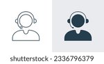 Call center Customer Service Icon. Call Center Operator Wearing Headphone vector illustration