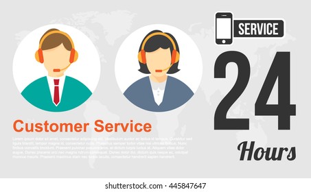 call center customer service operator banner. vector illustration