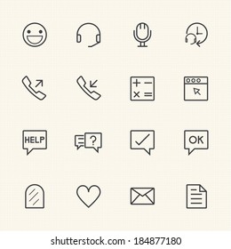 Call center and customer service . Vector line icons set