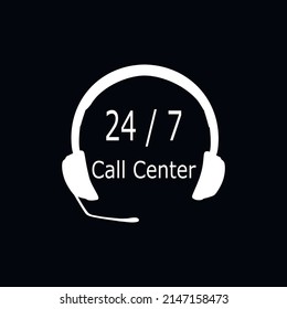 Atención al cliente del Centro de llamadas las 24 horas, icono de silueta . ilustración vectorial