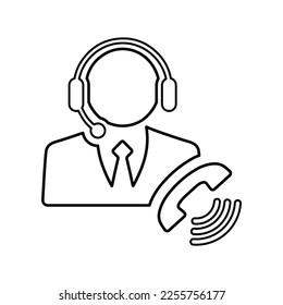 Call Center, customer support outline icon. Line art vector.
