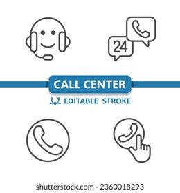 Call Center - Customer Support - Customer Service Icons. Professional, pixel perfect vector icon.