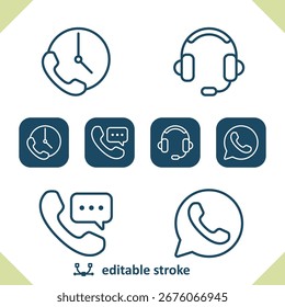 Call Center - Asistencia al cliente - Iconos de Servicio al cliente. Profesional, pixel iconos perfectos. Formato EPS 10.
