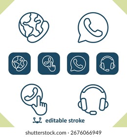 Call Center - Kundensupport - Kundenservice-Symbole. Professionelle, Pixel perfekte Icons. EPS 10-Format.