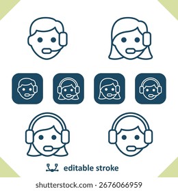 Call Center - Asistencia al cliente - Iconos de Servicio al cliente. Profesional, pixel iconos perfectos. Formato EPS 10.