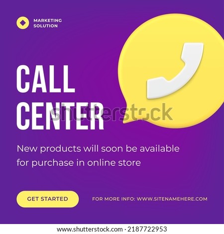 Call center customer support service handset in speech bubble web post realistic 3d icon vector illustration. Helpline helpdesk online help assistance information advice consulting problem solving