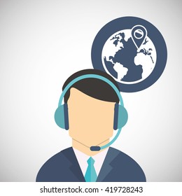 Call center design. Customer service icon. Flat illustration