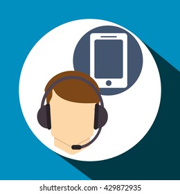 Call center design. Customer service icon. Flat illustration