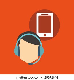 Call center design. Customer service icon. Flat illustration