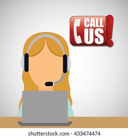 Call center design. customer service icon. Isolated illustration , vector