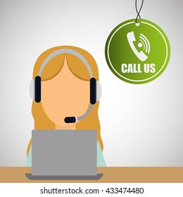 Call center design. customer service icon. Isolated illustration , vector