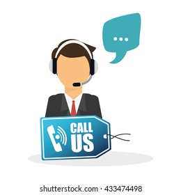 Call center design. customer service icon. Isolated illustration , vector