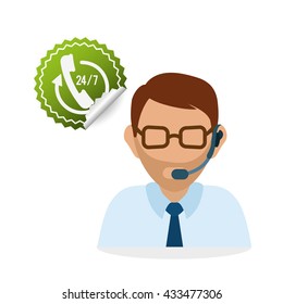 Call center design. customer service icon. Isolated illustration , vector