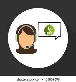 Call center design. customer service icon. Isolated illustration , vector