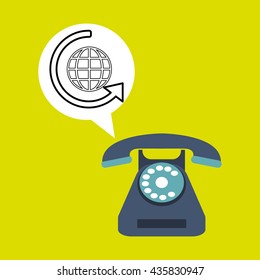 Call center design. Global communication. Flat illustration,