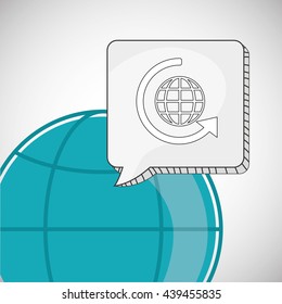 Call center design. Global communication. Flat illustration,