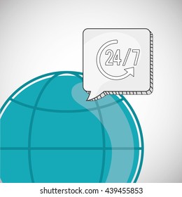 Call center design. Global communication. Flat illustration,