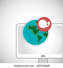 Call center design. Global communication. Flat illustration,