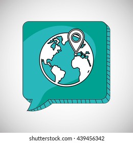 Call center design. Global communication. Flat illustration,
