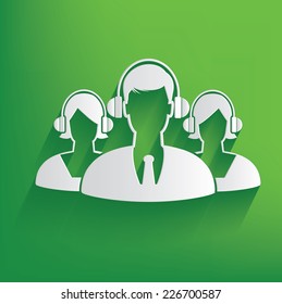 Call center design on green background,clean vector