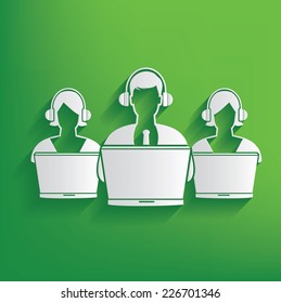 Call center design on green background,clean vector