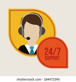 Call center design over beige background, vector illustration