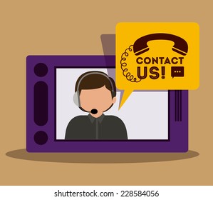 Call center design over beige background,vector illustration