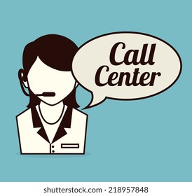 Call center design over blue background, vector illustration
