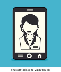 Call center design over blue background, vector illustration